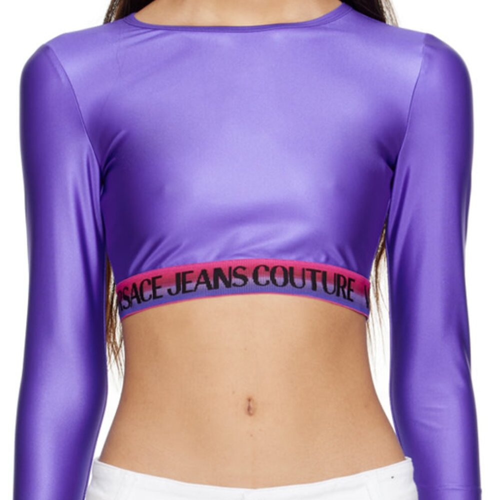 Versace Jeans Couture Purple Jacquard Long Sleeve T-Shirt